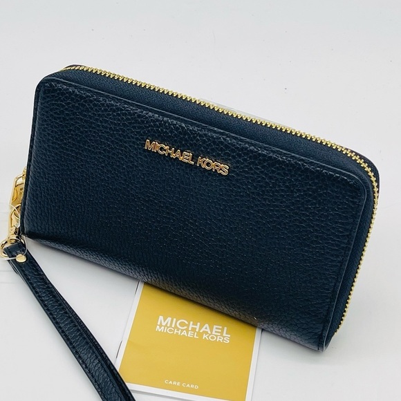 Michael Kors Large Flat MF Phone Case Wallet Black - Picture 4 of 8